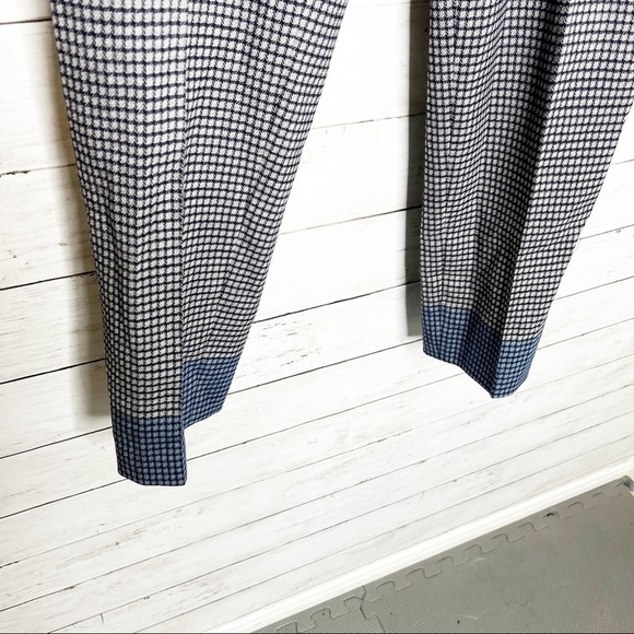 Piazza Sempione Blue Plaid Checkered Skinny Straight Leg Work Pants - Picture 3 of 9